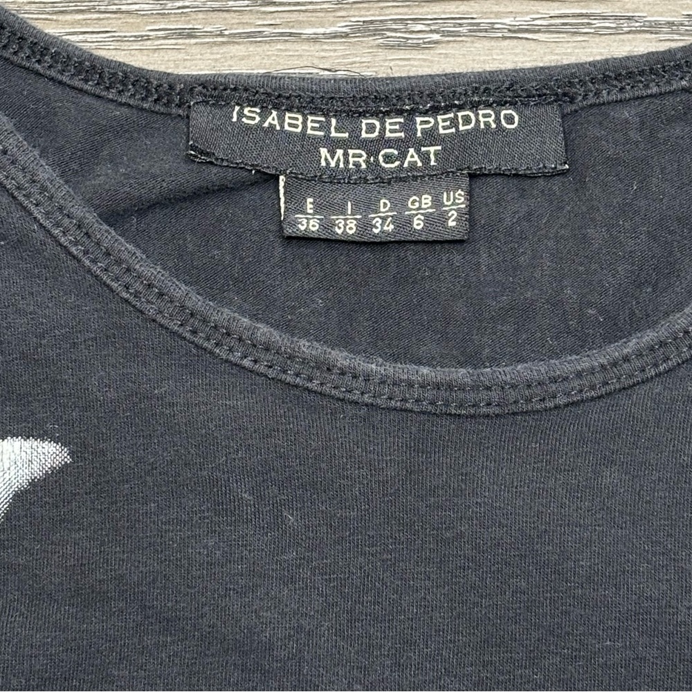 Vintage Isabel de Pedro MR CAT Tank Top Basque Text Linen Avant Art Top XS - Picture 3 of 6